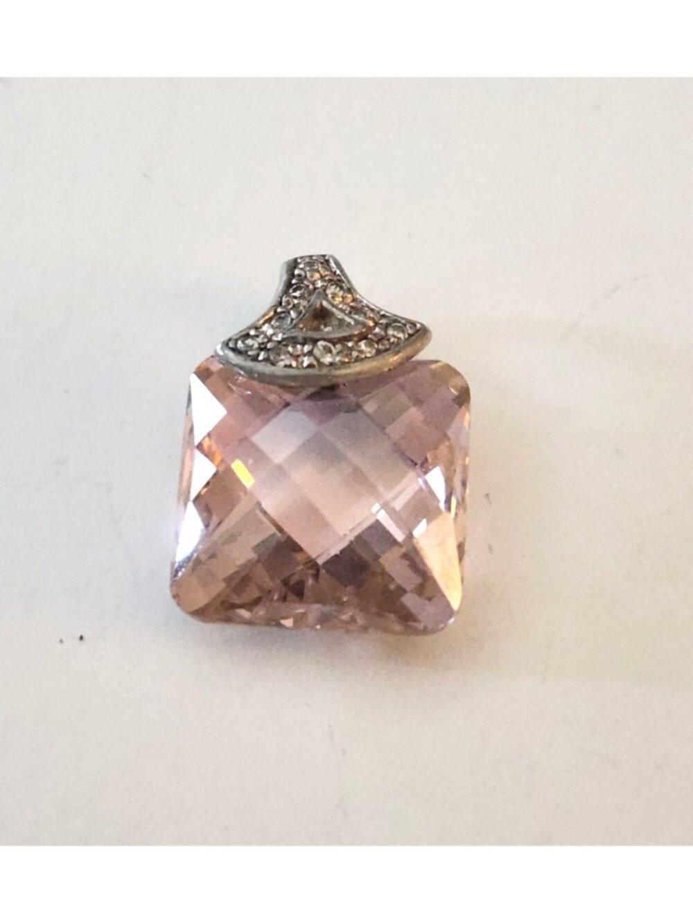 Premier Design Pink Square Cut Faceted Rhinestone Pendant